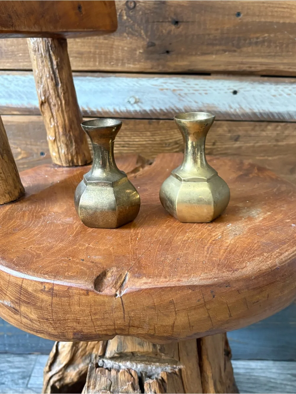 Vintage Solid Brass Bud Vases – Matching Pair – 4”
